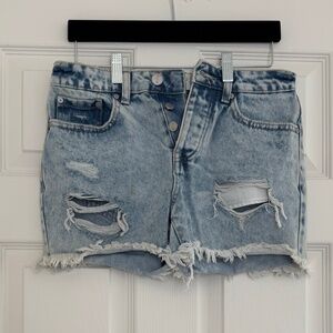 Banjara Denim Shorts Light Acid Wash Distressed Button Fly Women's Size 3 25